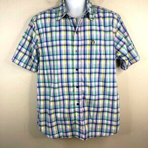 Gallop VTG Mens Preppy Coastal Beachy Button Shirt Size XL Plaid Vacation Cruise